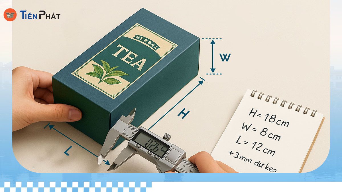 Cách đo và tính kích thước hộp trà chính xác theo sản phẩm thực tế