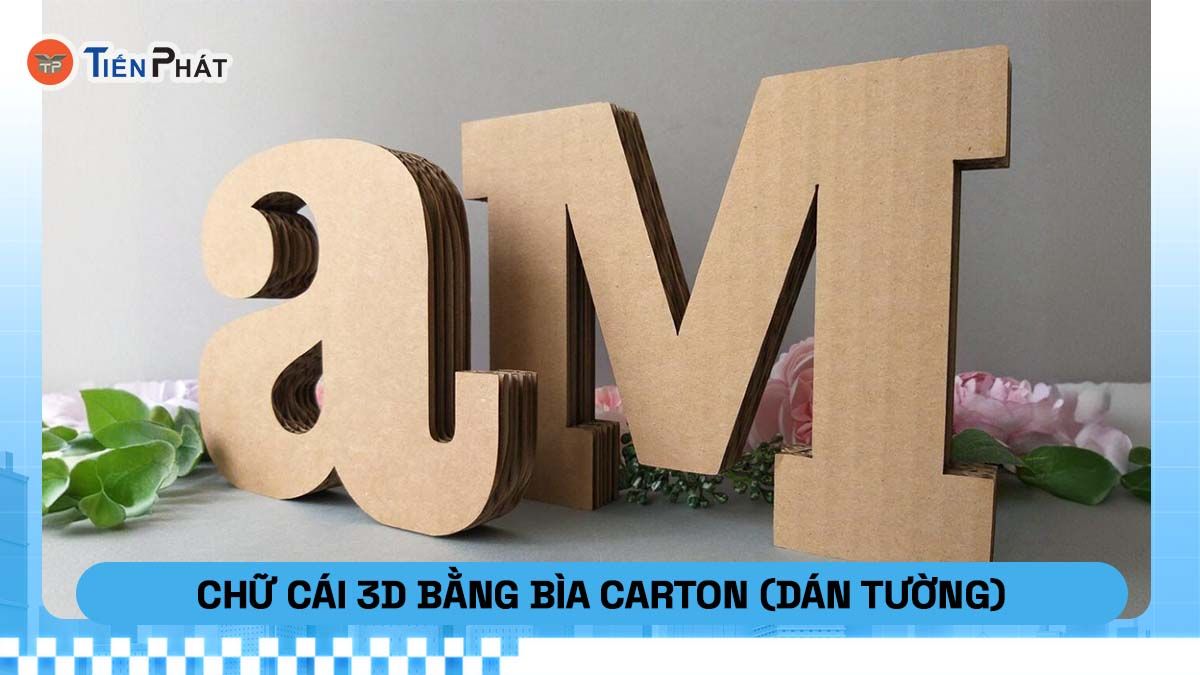 Chữ cái 3D bằng bìa carton (dán tường)