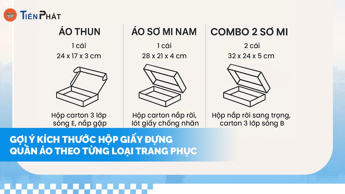 Gợi ý kích thước hộp giấy đựng quần áo theo từng loại trang phục