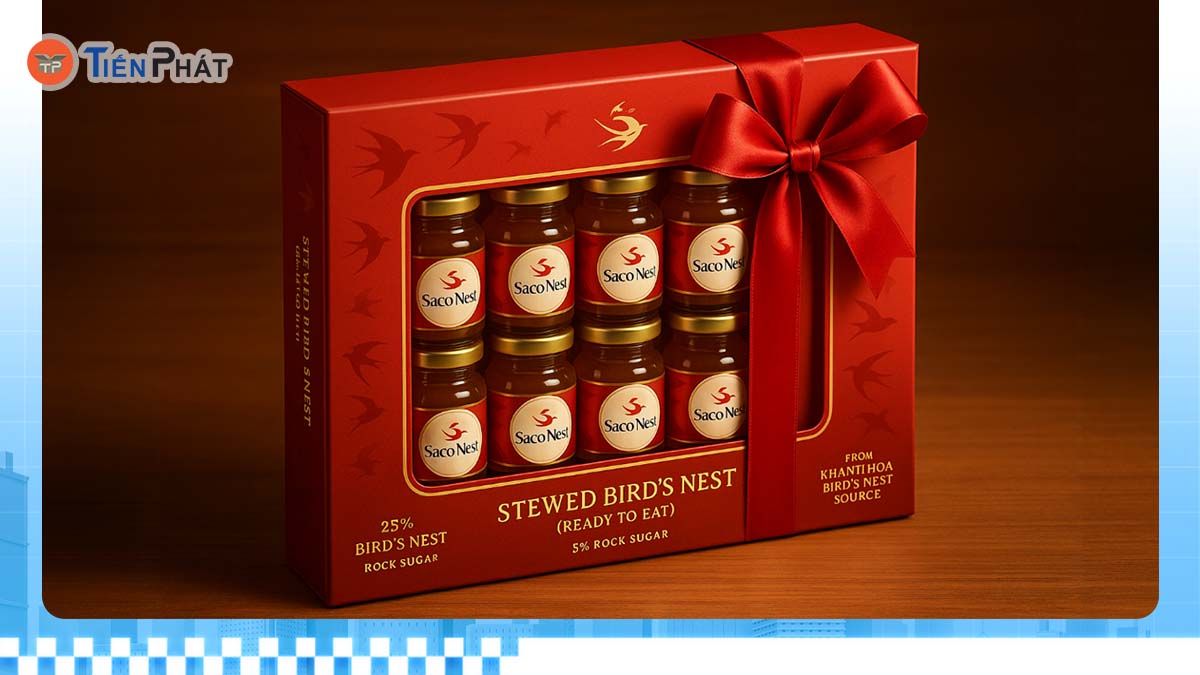 Hộp đựng 12 hũ yến: Phù hợp biếu tặng doanh nghiệp