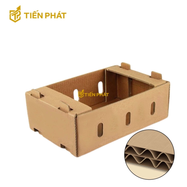 Hộp carton 5 lớp, không nắp, màu nâu, không họa tiết