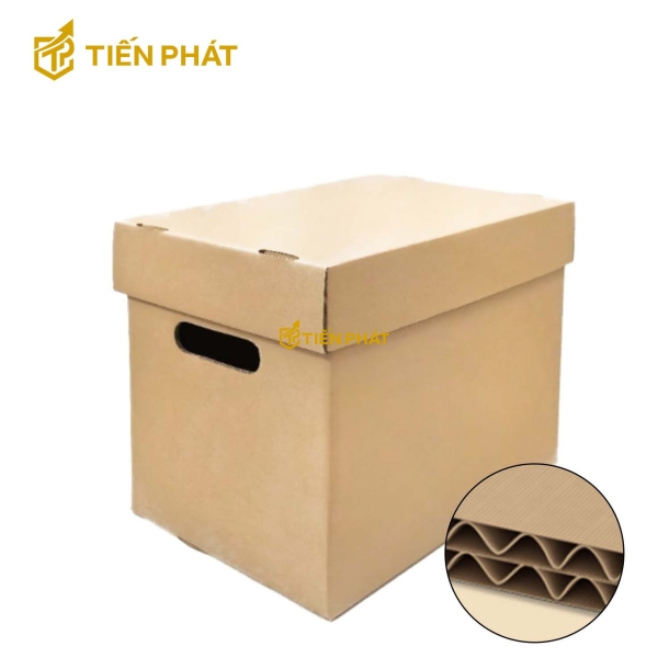 Hộp carton 5 lớp, nắp âm dương, màu nâu, không họa tiết