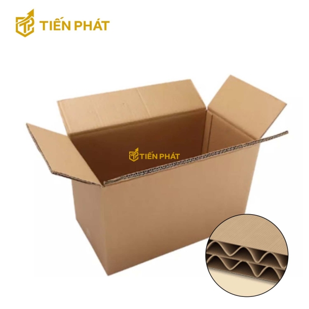 Hộp carton 5 lớp, nắp mở 2 bên, màu nâu, không họa tiết