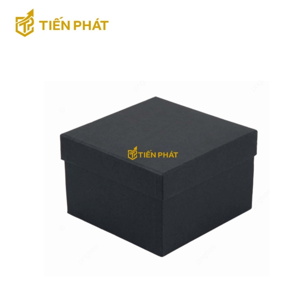 Hộp carton đen, nắp âm dương, không họa tiết