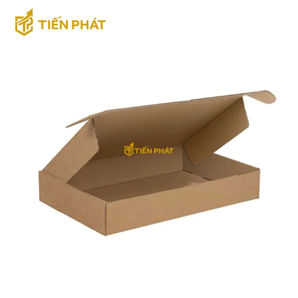 Hộp carton dẹp nắp gài, màu nâu, không họa tiết