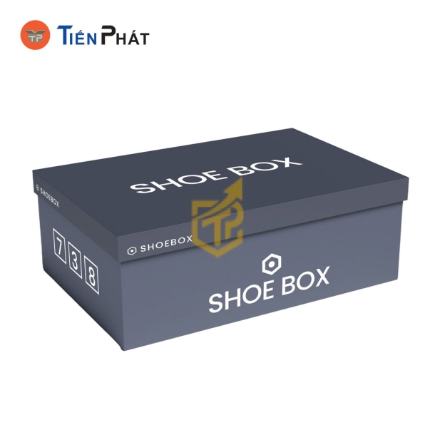 Hộp carton đựng giày màu xám, nắp âm dương