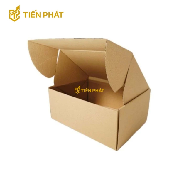 Hộp carton nắp gài, hình chữ nhật, màu nâu, không họa tiết
