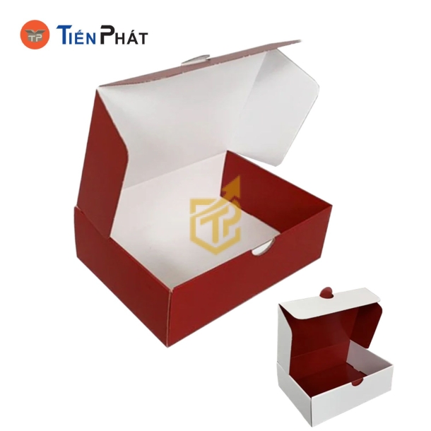 Hộp carton nắp gài màu đỏ, không họa tiết