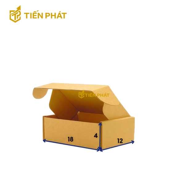 Hộp carton nắp gài, màu nâu 18x12x4
