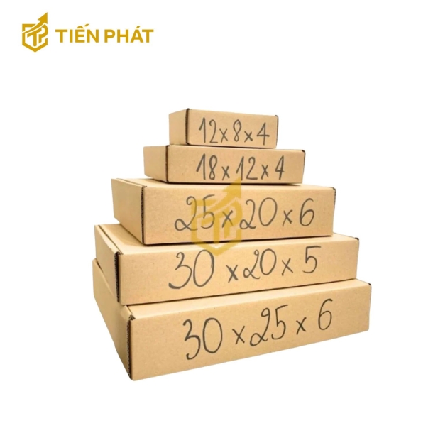 Hộp carton nắp gài màu nâu, nhiều size, không in hình