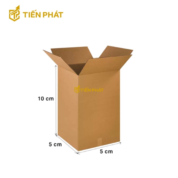 Hộp carton nhỏ, màu nâu, không họa tiết 5x5x10
