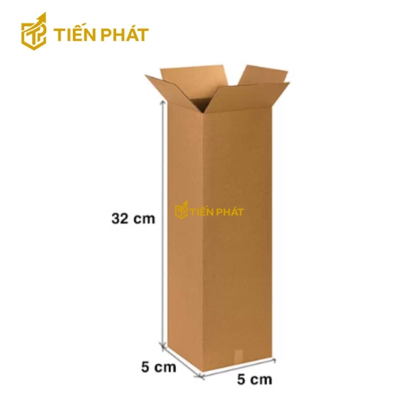 Hộp carton nhỏ, màu nâu, không họa tiết 5x5x32