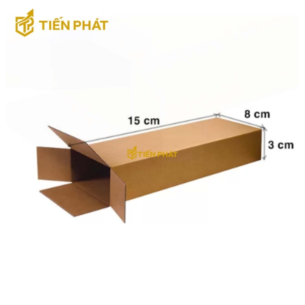 Hộp carton nhỏ, màu nâu, không họa tiết 8x3x15
