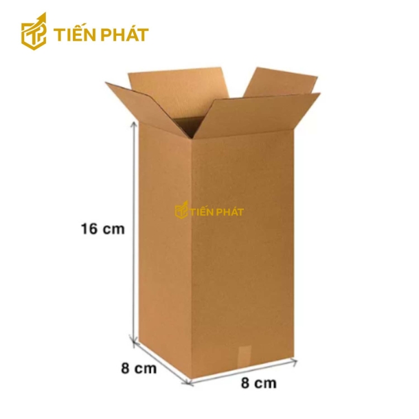 Hộp carton nhỏ, màu nâu, không họa tiết 8x8x16