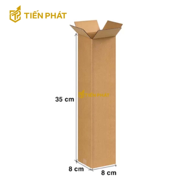 Hộp carton nhỏ, màu nâu, không họa tiết 8x8x35