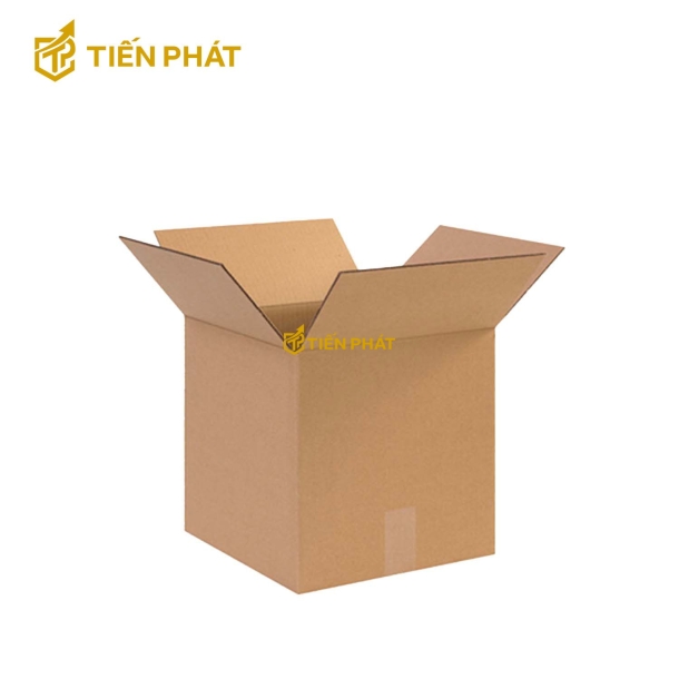 Hộp carton vuông, màu nâu, nắp mở 2 bên, không họa tiết