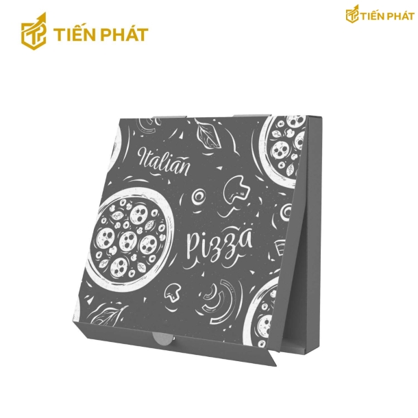 Hộp đựng bánh pizza, màu đen, họa tiết độc đáo