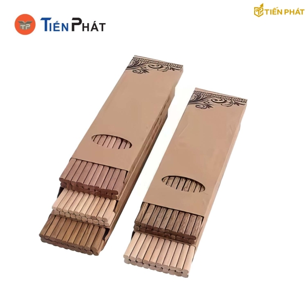 Hộp giấy đựng 10 đôi đũa, màu nâu, không họa tiết