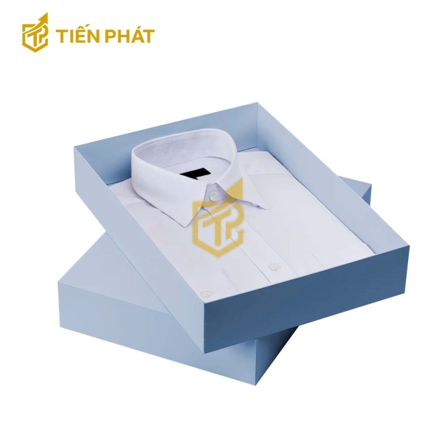 Hộp giấy đựng áo sơ mi, màu xanh biển, nắp âm dương
