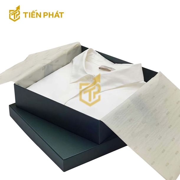 Hộp giấy đựng áo sơ mi, màu xanh lá, nắp âm dương