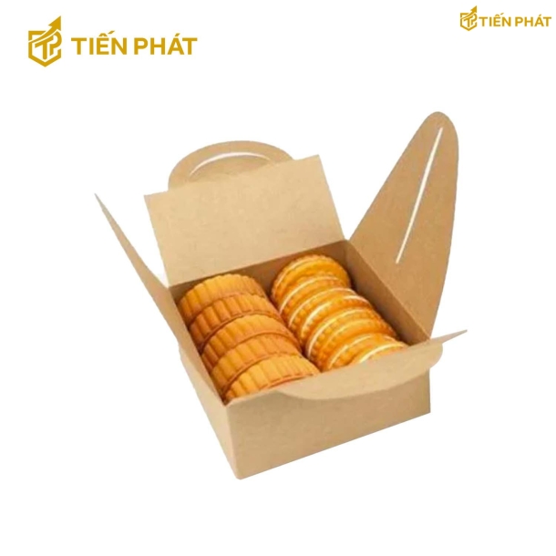 Hộp giấy đựng bánh quy, màu nâu, không họa tiết