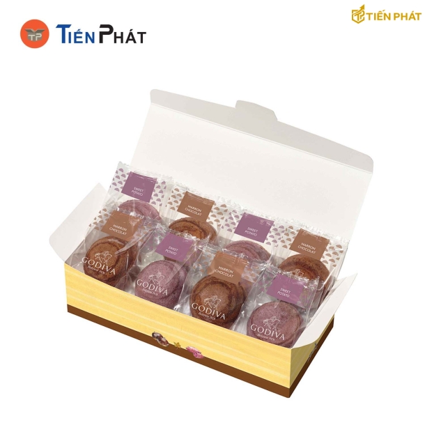 Hộp giấy đựng bánh su kem, màu vàng, không họa tiết