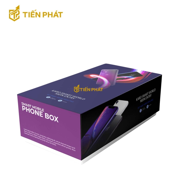 Hộp giấy đựng điện thoại, màu tím, họa tiết đơn giản