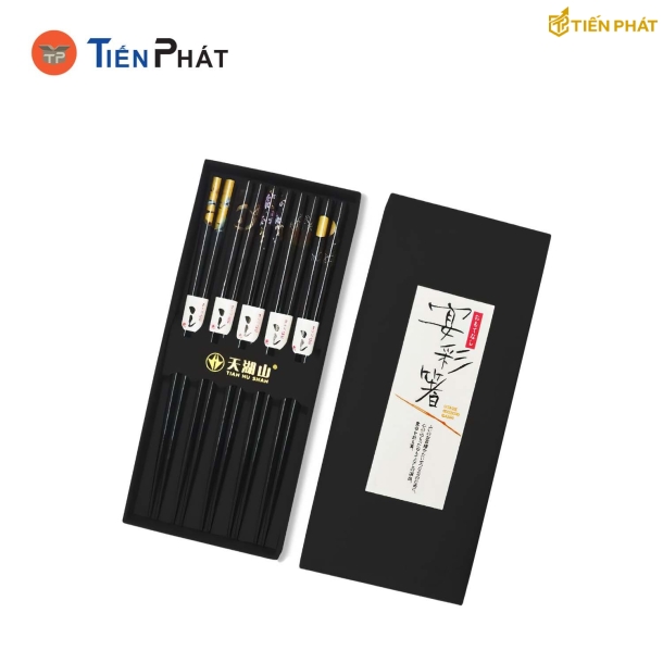 Hộp giấy đựng đũa màu đen, phong cách Nhật Bản