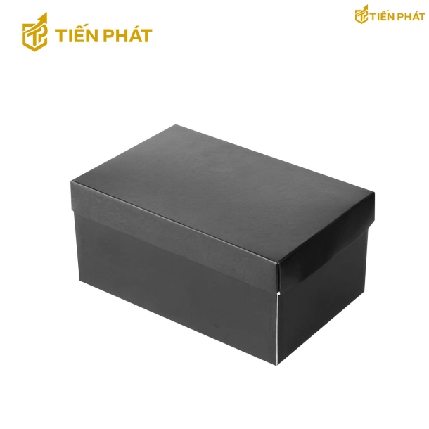 Hộp giấy đựng giày màu đen, nắp âm dương