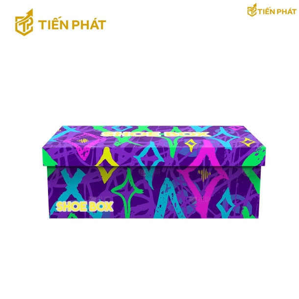 Hộp giấy đựng giày màu tím, họa tiết độc đáo