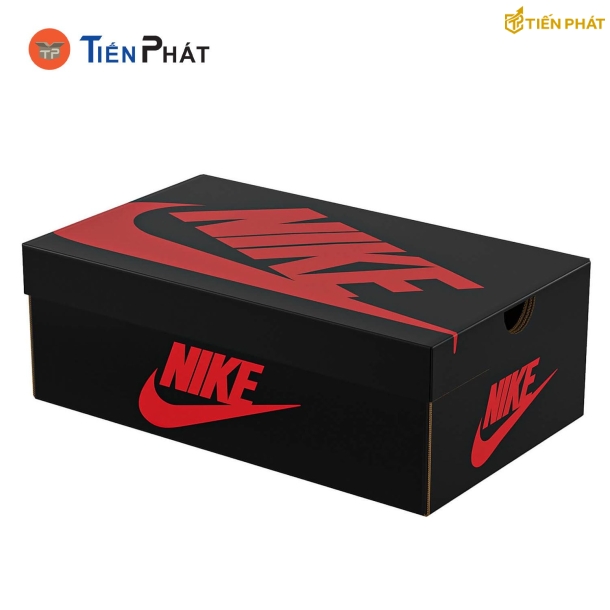 Hộp giấy đựng giày Nike, màu đen, nắp âm dương