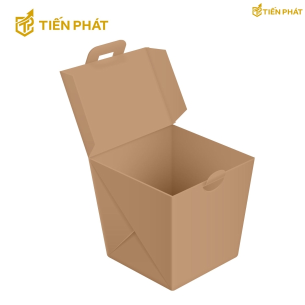 Hộp giấy đựng mì, màu nâu, không họa tiết