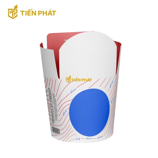 Hộp giấy đựng mì, màu trắng, họa tiết độc đáo