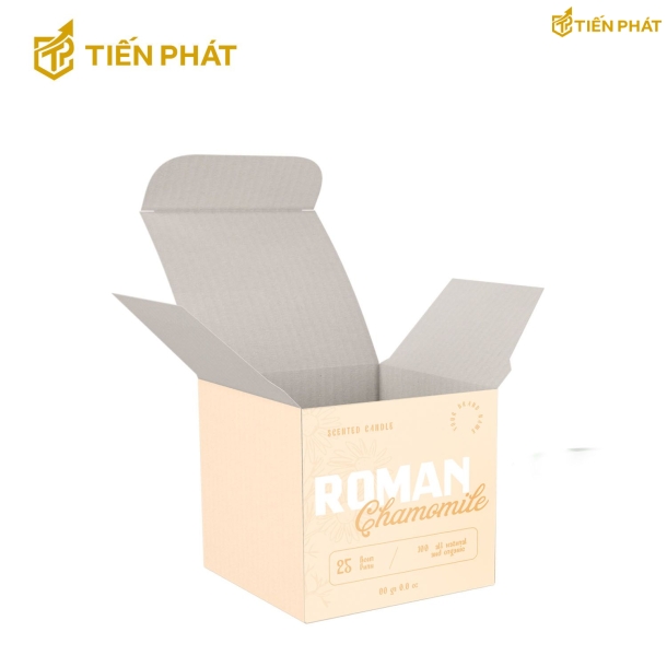 Hộp giấy đựng nến thơm, màu vàng nhạt, họa tiết đơn giản