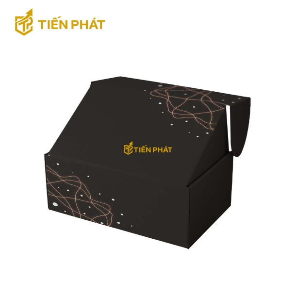 Hộp giấy đựng quần áo màu đen, họa tiết độc đáo