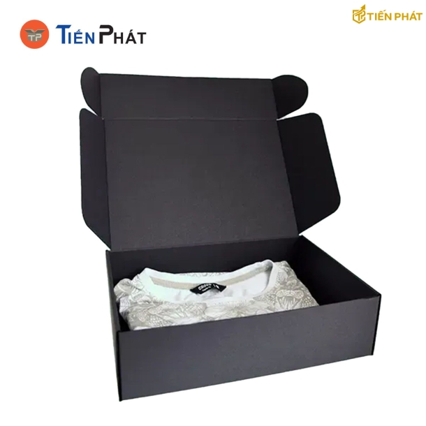 Hộp giấy đựng quần áo, màu đen, nắp gài, không họa tiết