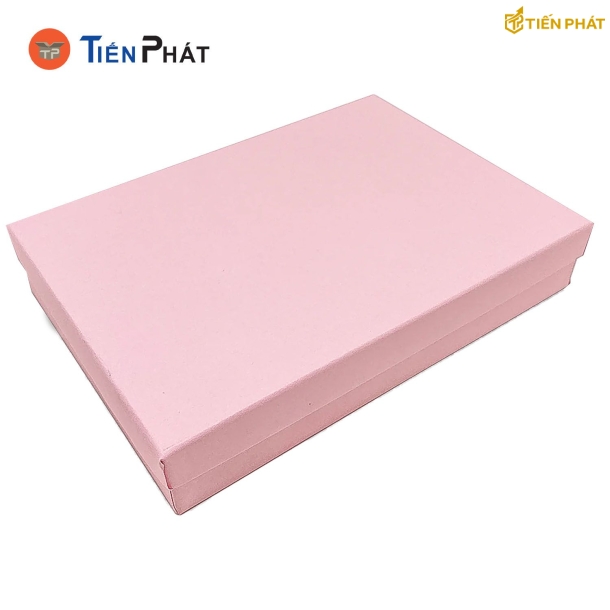 Hộp giấy đựng quần áo, màu hồng, nắp âm dương, không họa tiết