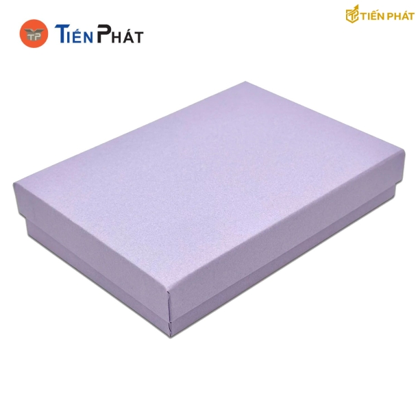 Hộp giấy đựng quần áo, màu tím, nắp âm dương, không họa tiết