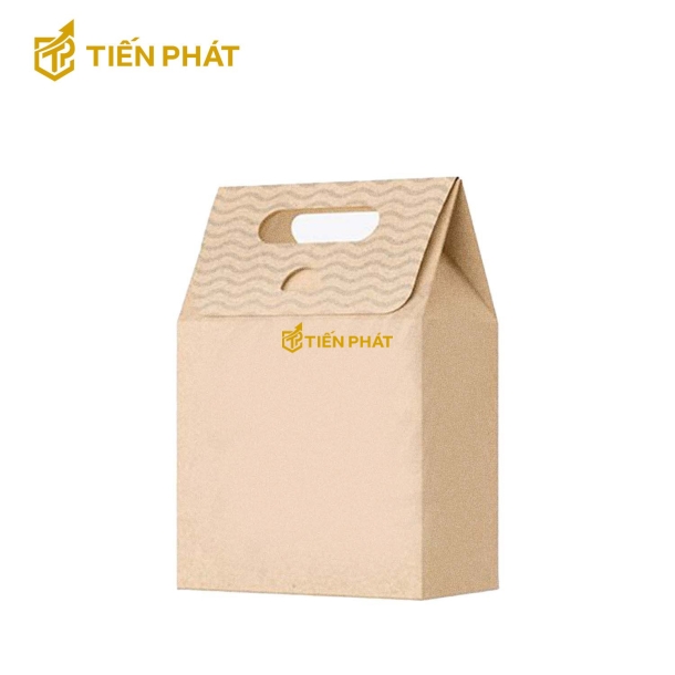 Hộp giấy kraft chữ nhật, có quai, màu nâu