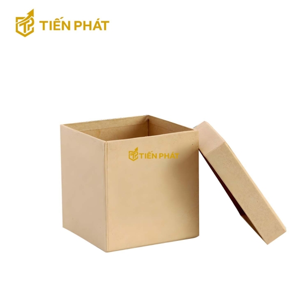 Hộp giấy kraft vuông, màu nâu, nắp âm dương