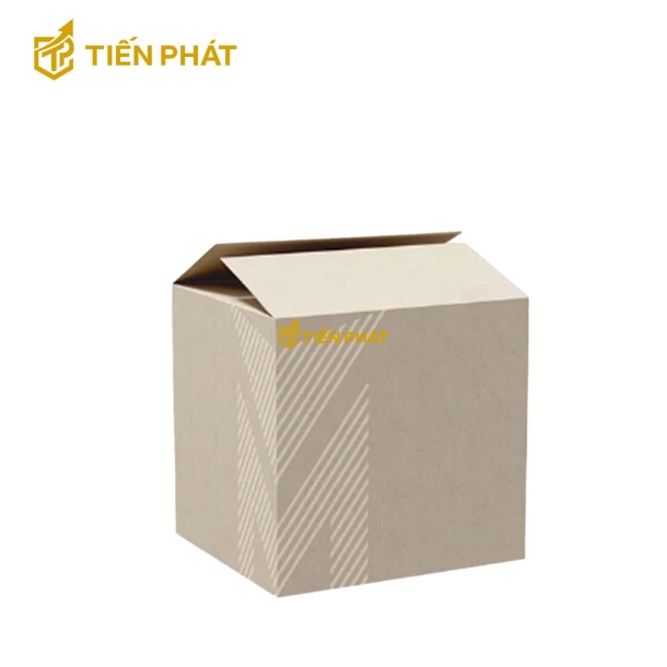 Hộp giấy kraft vuông, màu xám, nắp mở 2 bên