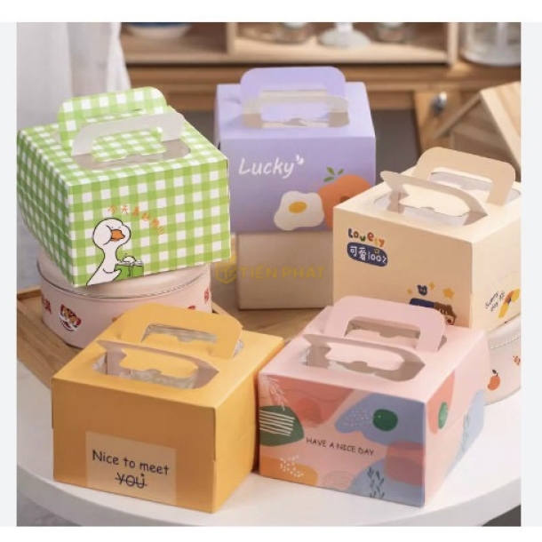 Mẫu Hộp Bánh Kem Hoạ Tiết Dễ Thương