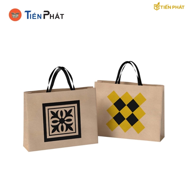 Túi giấy đựng giày, màu nâu, họa tiết độc đáo