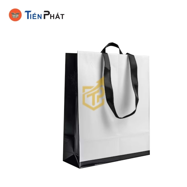 Túi giấy đựng giày, màu trắng, đen, không họa tiết