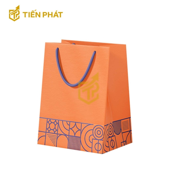 Túi giấy đựng quần áo, màu cam, họa tiết đơn giản