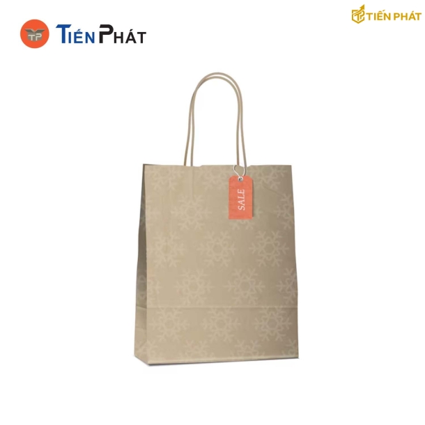 Túi giấy đựng son, màu nâu, họa tiết bông tuyết