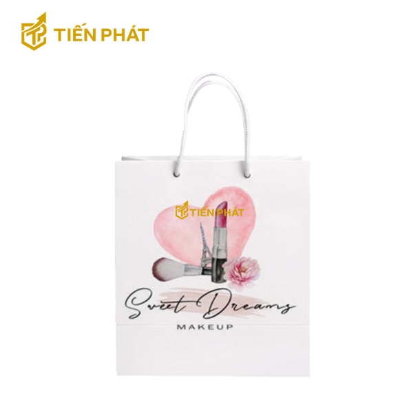 Túi giấy đựng son, màu trắng, in chữ "Sweet Dream"