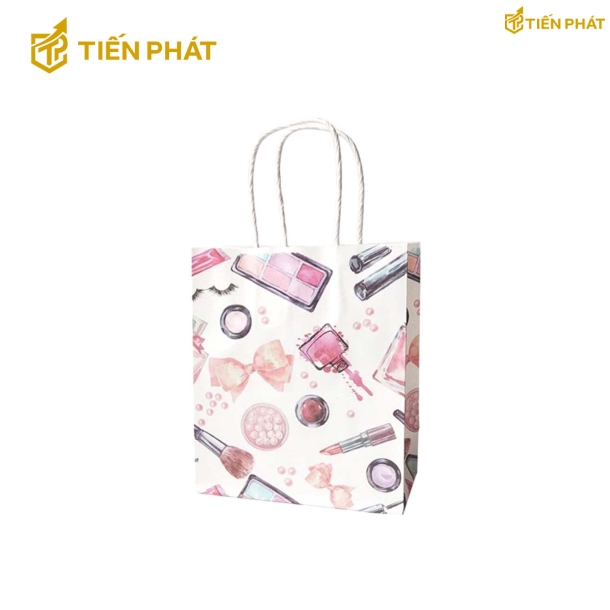 Túi giấy đựng son, màu trắng, in hình cây son, hộp phấn